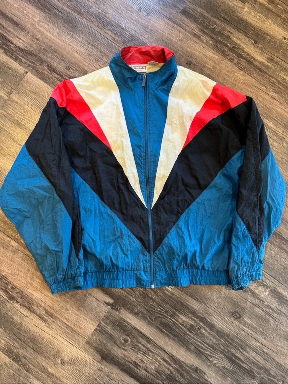 2 Vintage 90s Reebok Windbreaker Jackets (Blue XL, Black L)